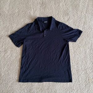 Naadam short sleeve dark navy blue cashmere button up polo t-shirt size xl